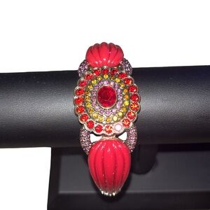 Heidi Daus Collectors Edition Red Lucite Crystal-Accented Hinge Bracelet